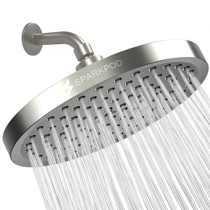 SparkPod Rain Shower Head, 6 Inch Square, Elegant Brushed Nickel Finish