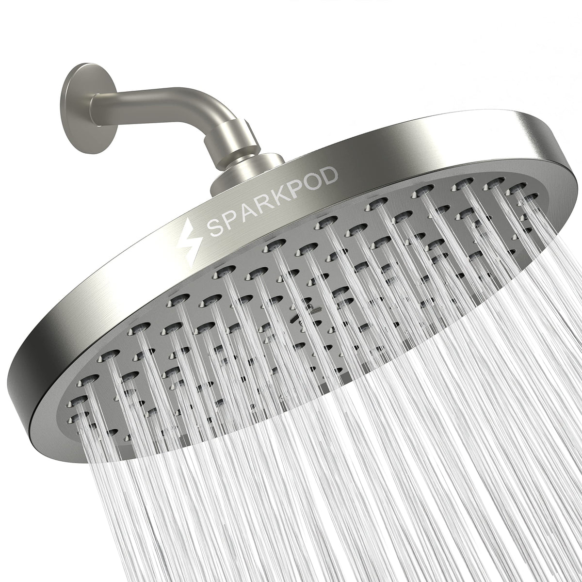 SparkPod Rain Shower Head, 8 Inch Round, Luxury Polished Chrome Finish