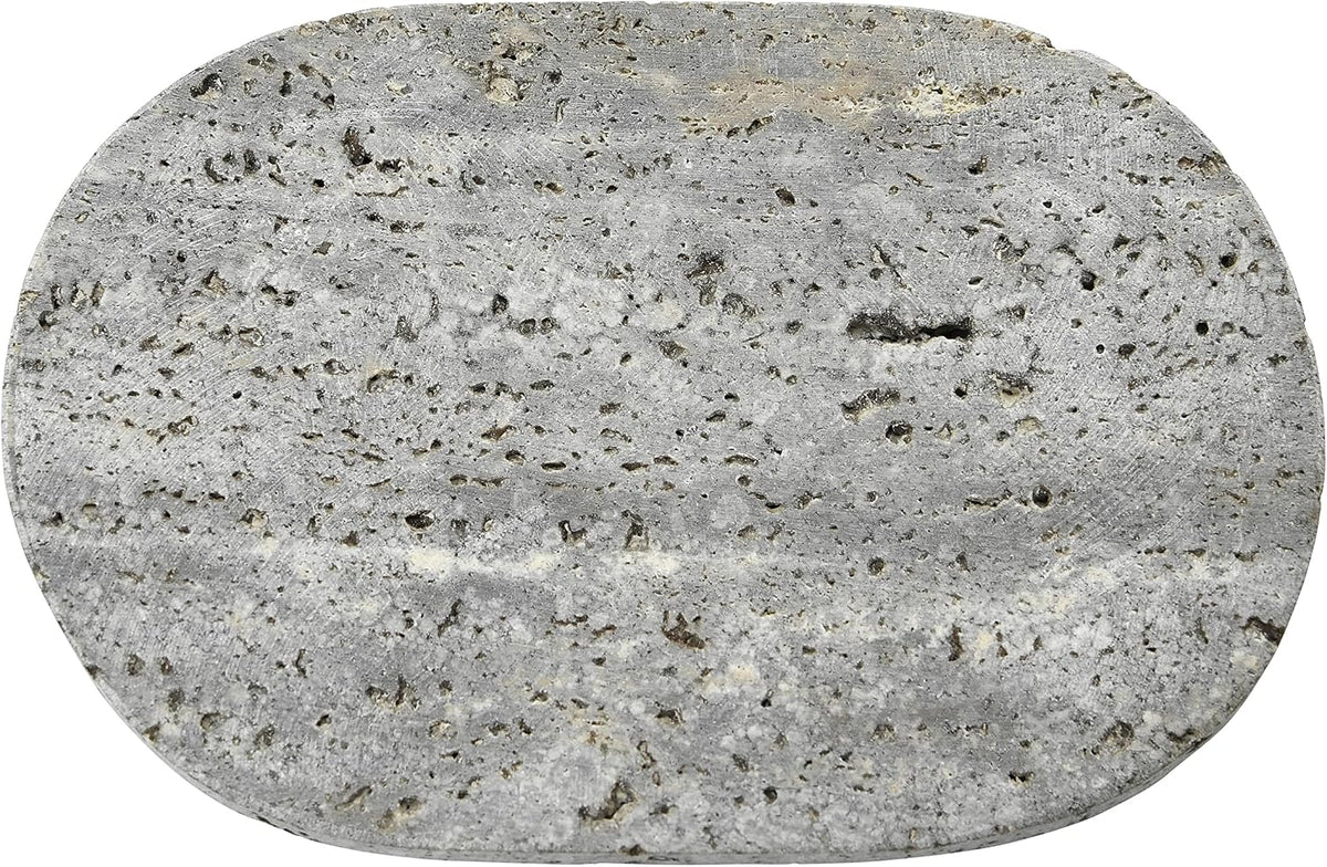 Creative Co-Op Travertine Soap Dish, Grey