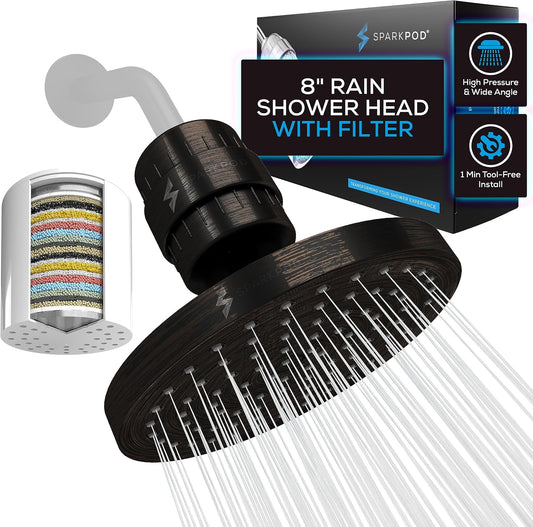 SparkPod Filtered Shower Head, 23-Stage, 8" Round, Oil-Rubbed Bronze