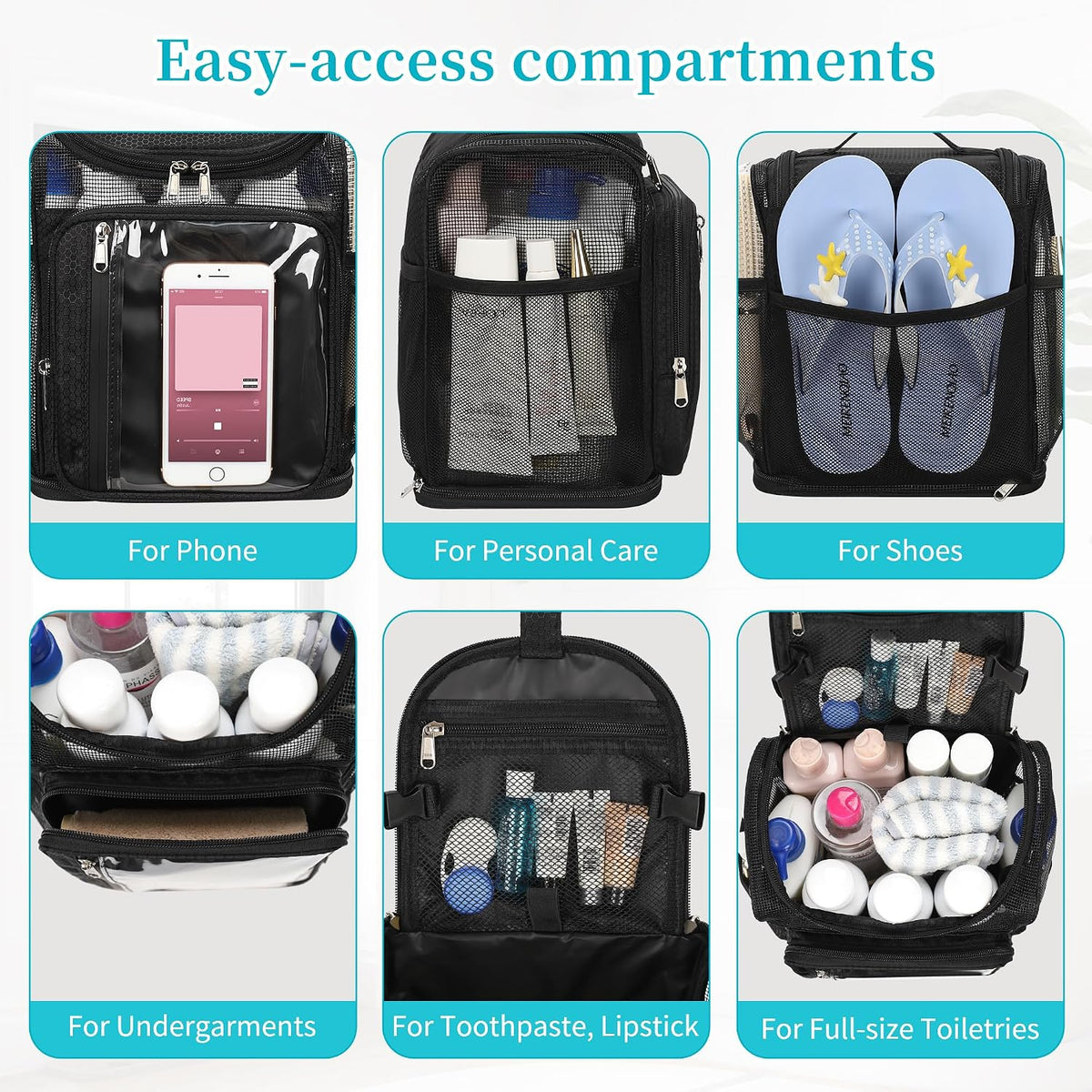 Bagmoly Hanging Shower Caddy Portable - Travel Toiletry Bag for College