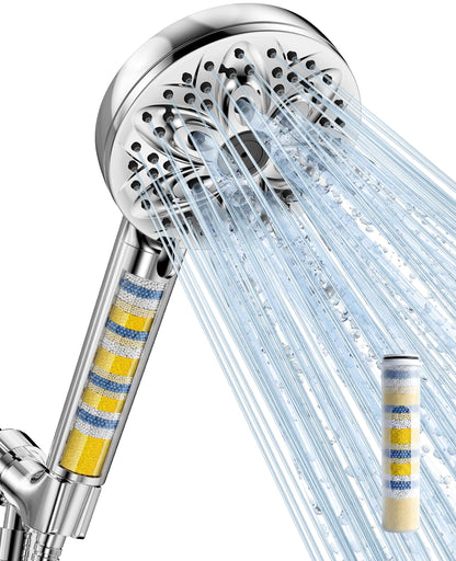 JDO Shower Head with Handheld, High Pressure Handheld 6 Settings, Detachable Shower Head Set with Stainless Steel Hose and Shower Bracket (Matte Black)