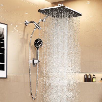 Veken 11.8" High Pressure Shower Head with Handheld, Metal Core Fittings