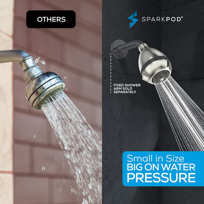 SparkPod High Pressure Shower Head, 3 Inch Fixed Showerhead, Brushed Nickel