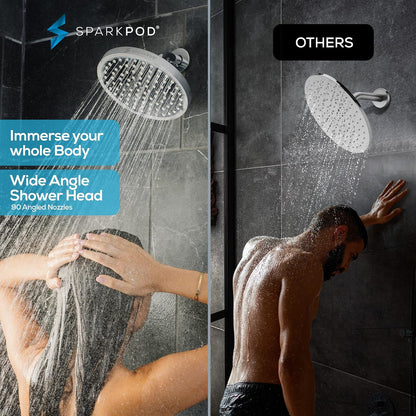SparkPod Rain Shower Head, 8 Inch Round, Luxury Polished Chrome Finish