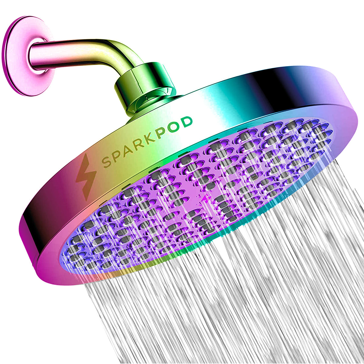 SparkPod Rain Shower Head, 6 Inch Round, Luxury Polished Chrome Finish