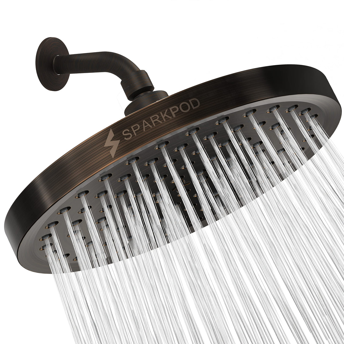 SparkPod Rain Shower Head, 8 Inch Round, Luxury Polished Chrome Finish